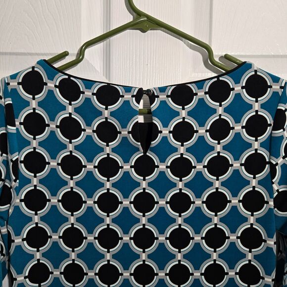 White House Black Market Women XS Black Blue Geometric Shift Dress - Picture 9 of 15